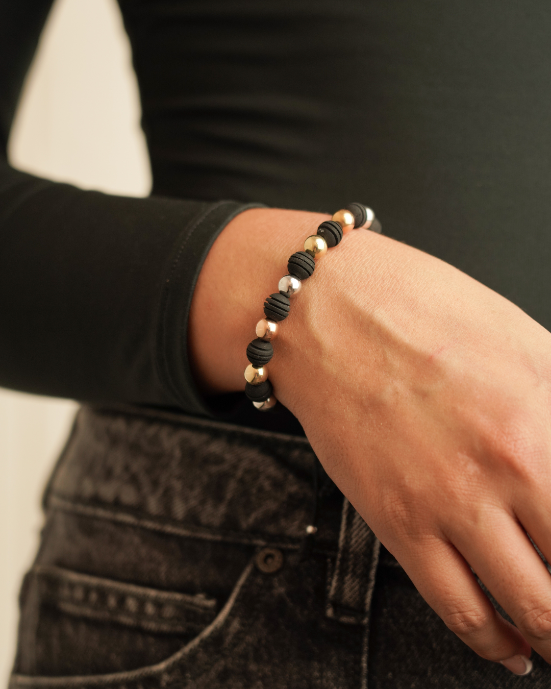 PULSERA DENARIO NEOPRENO 3 OROS